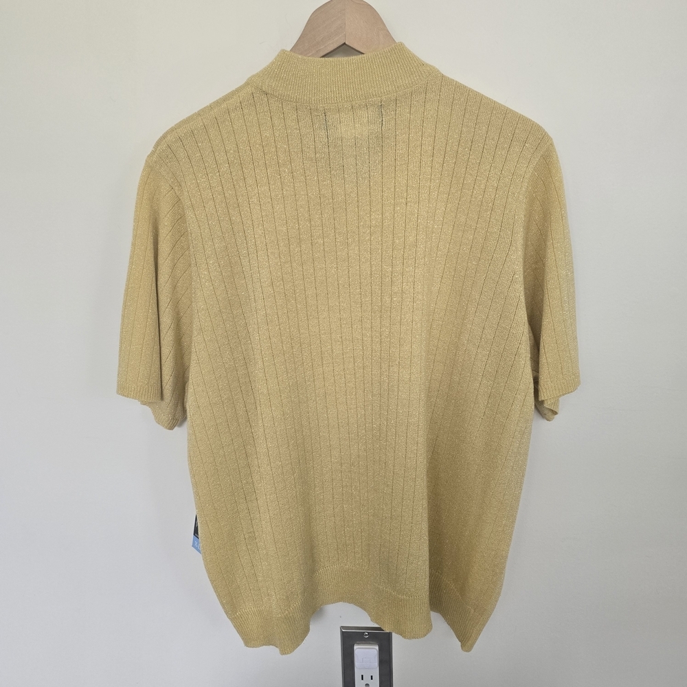 Sag Harbor Women's Gold Shimmer Mockneck Short Sleeve Sweater Size XL NWT - Picture 6 of 9
